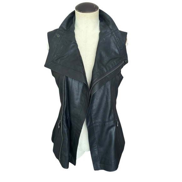 Kenna-T Asymmetric Zip Up Leather Vest Black XS - Picture 2 of 10